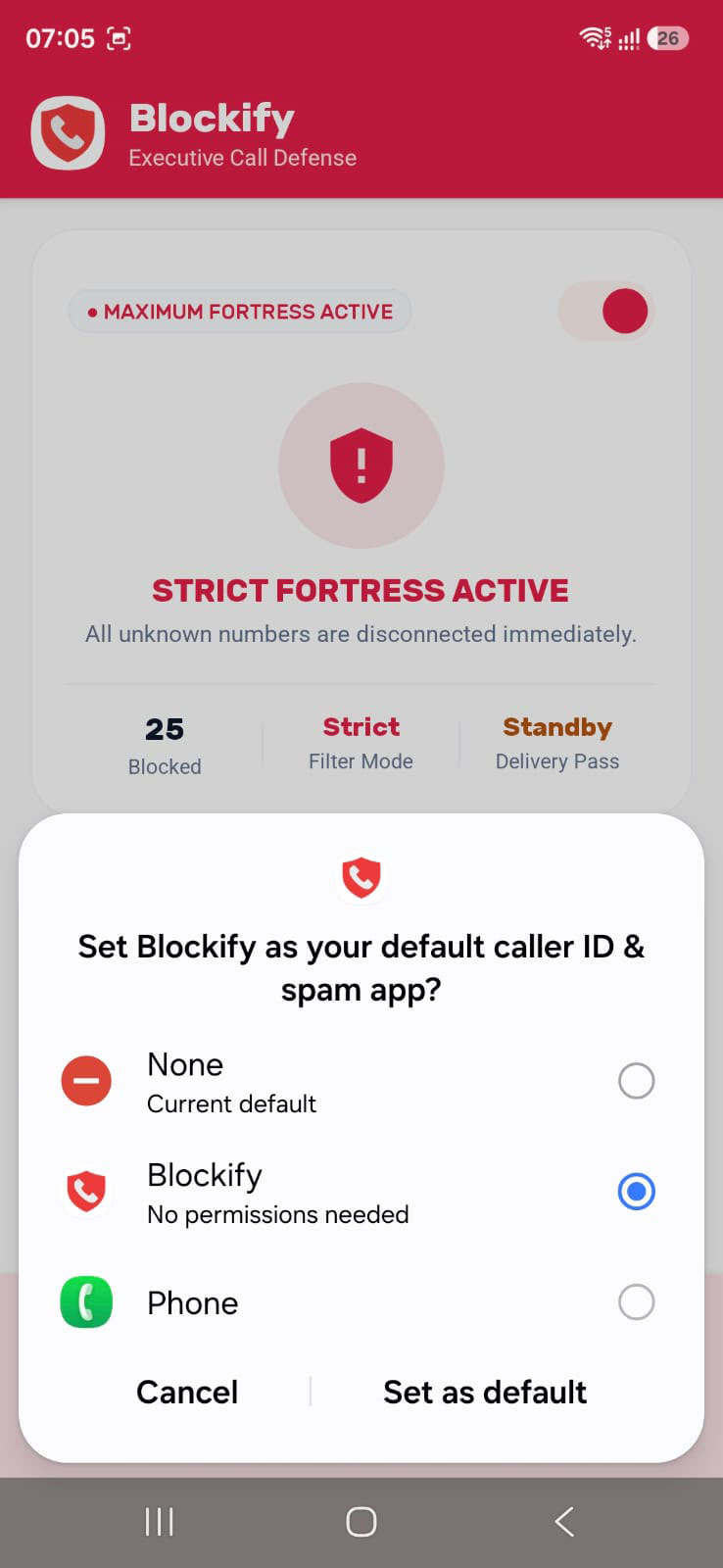 Blockify Default Call Screening Setup